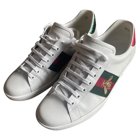 gucci aces bee white heel|ace sneakers gucci.